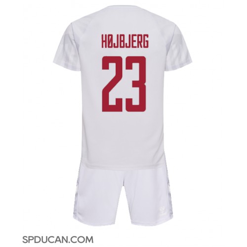 Dječji Nogometni Dres Danska Pierre-Emile Hojbjerg #23 Gostujuci SP 2022 Kratak Rukav (+ Kratke hlače)